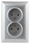 Intro Розетка Solo 4-204-03 без заземления двойная 2х2P, 16А-250В, IP20, СУ, алюминий Б0053668