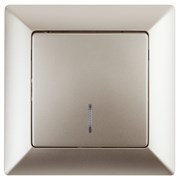 Intro Выключатель Solo 4-102-04 одноклавишный с подсветкой, 10А-250В, IP20, СУ, шампань Б0053563