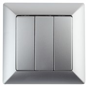 Intro Выключатель Solo 4-106-03 трехклавишный 10А-250В, IP20, СУ, алюминий Б0053603