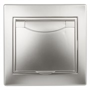 Intro 1-203-03 Розетка 2P+E Schuko с крышкой, 16А-250В, IP20, СУ, Plano, алюминий (10/100/1500) Б0030062