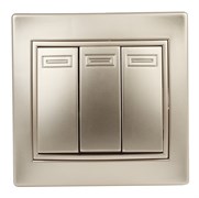 Intro 1-106-04 Выключатель тройной, 10А-250В, IP20, СУ, Plano, шампань (10/200/2400) Б0053793