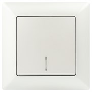 Intro Выключатель Solo 4-102-06 одноклавишный с подсветкой, 10А-250В, IP20, СУ, перламутр Б0053568