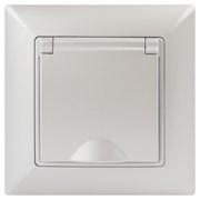 Intro Розетка Solo 4-203-06 с заземлением 2P+E Schuko с крышкой, 16А-250В, IP20, СУ, перламутр Б0053662