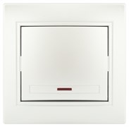 Intro Выключатель Plano 1-102-06 одноклавишный с подсветкой, 10А-250В, IP20, СУ, перламутр Б0053736