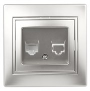 Intro 1-303-03 Розетка информационная RJ45, IP20, СУ, Plano, алюминий (10/200/2400) Б0030086