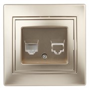 Intro 1-303-04 Розетка информационная RJ45, IP20, СУ, Plano, шампань (10/200/2400) Б0030087