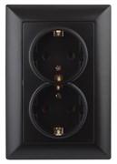 Intro Розетка Solo 4-205-05 с заземлением двойная 2X2P+E Schuko, 16А-250В, IP20, СУ, антрацит Б0053677