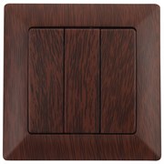 Intro 4-106-10 Выключатель тройной, 10А-250В, СУ, Solo, венге (10/200/2400) Б0043303