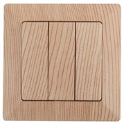 Intro 4-106-11 Выключатель тройной, 10А-250В, СУ, Solo, сосна (10/200/2400) Б0043304