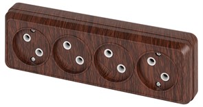 Intro Розетка Quadro 2-207-10 без заземления четырехместная 4х2P, 16А-250В, IP20, ОУ, венге Б0053833