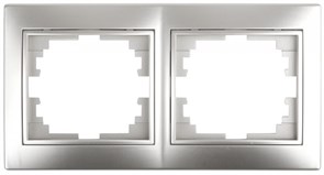 Intro 1-502-03 Рамка на 2 поста гор., СУ, Plano, алюминий (20/400/3200) Б0030094