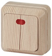 Intro 2-105-11 Выключатель двойной с подсветкой, 10А-250В, IP20, ОУ, Quadro, сосна (10/200/2400) Б0053772