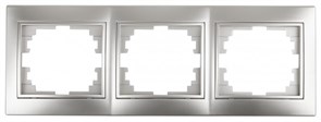 Intro 1-503-03 Рамка на 3 поста гор., СУ, Plano, алюминий (14/280/2800) Б0030098