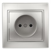 Intro Розетка Plano 1-201-03 без заземления 2P, 16А-250В, IP20, СУ, алюминий Б0053863