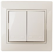 Intro Выключатель Plano 1-104-02 двухклавишный, 10А-250В, IP20, СУ, слоновая кость Б0053760