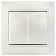 Intro Выключатель Plano 1-104-06 двухклавишный, 10А-250В, IP20, СУ, перламутр Б0053767