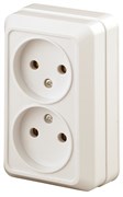 Intro Розетка Quadro 2-203-02 двойная без заземления 2х2P, 16А-250В, IP20, ОУ, Quadro, слоновая кость Б0053794