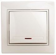 Intro Выключатель Plano 1-102-02 одноклавишный с подсветкой, 10А-250В, IP20, СУ, слоновая кость Б0053730