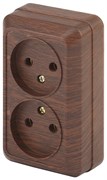 Intro Розетка Quadro 2-203-10 двойная без заземления 2х2P, 16А-250В, IP20, ОУ, Quadro, венге Б0053796