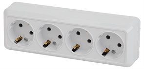 Intro Розетка Quadro 2-208-01 с заземлением четырехместная 4х2P+E, 16А-250В, IP20, ОУ, белый Б0053838