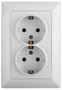 Intro Розетка Solo 4-205-01 с заземлением двойная 2X2P+E Schuko, 16А-250В, IP20, СУ, белый Б0053674
