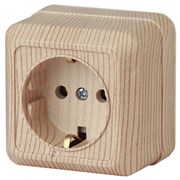 Intro Розетка Quadro 2-202-11 с заземлением 2P+E Schuko, 16А-250В, IP20, ОУ, сосна Б0053790