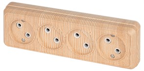 Intro Розетка Quadro 2-207-11 без заземления четырехместная 4х2P, 16А-250В, IP20, ОУ, сосна Б0053836