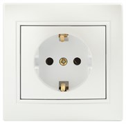 Intro Розетка Plano 1-202-06 с заземлением 2P+E Schuko, 16А-250В, IP20, СУ, перламутр Б0053883