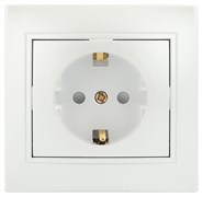 Intro Розетка Plano 1-206-06 с заземлением 2P+E Schuko со шторками, 16А-250В, IP20, СУ, перламутр Б0053929