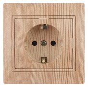 Intro Розетка Plano 1-202-11 с заземлением 2P+E Schuko, 16А-250В, IP20, СУ, сосна Б0053887