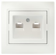 Intro Розетка Plano 1-304-06 информационная двойная 2xRJ45, IP20, СУ, перламутр Б0053988