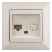 Intro 4-303-02 Розетка информационная RJ45, СУ, Solo, сл.кость (10/200/2400) Б0043383