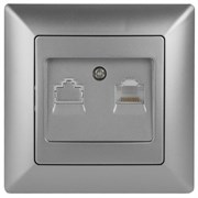 Intro 4-303-03 Розетка информационная RJ45, СУ, Solo, алюминий (10/200/2000) Б0043384