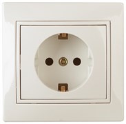 Intro Розетка Plano 1-202-02 с заземлением 2P+E Schuko, 16А-250В, IP20, СУ, слоновая кость Б0053876