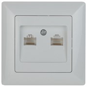 Intro 4-304-01 Розетка информационная 2xRJ45, СУ, Solo, белый (10/200/2400) Б0043389