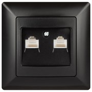 Intro 4-304-05 Розетка информационная 2xRJ45, СУ, Solo, антрацит Б0043393