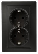Intro Розетка Plano 1-205-05 с заземлением двойная 2X2P+E Schuko, 16А-250В, IP20, СУ, антрацит Б0053919