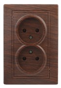 Intro Розетка Plano 1-204-10 без заземления двойная 2х2P, 16А-250В, IP20, СУ, венге Б0053913