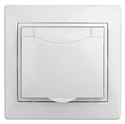 Intro Розетка Plano 1-207-01 с заземлением 2P+E Schuko с крышкой шторками, 16А-250В, IP20, СУ, белый Б0053932