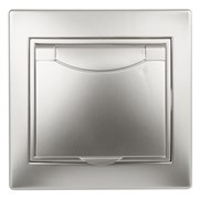 Intro Розетка Plano 1-203-03 с заземлением 2P+E Schuko с крышкой, 16А-250В, IP20, СУ, алюминий Б0053892