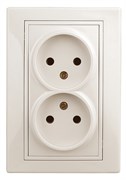 Intro Розетка Plano 1-204-02 без заземления двойная 2х2P, 16А-250В, IP20, СУ, Plano, слоновая кость Б0053905