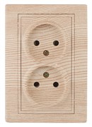 Intro Розетка Plano 1-204-11 без заземления двойная 2х2P, 16А-250В, IP20, СУ, сосна Б0053914