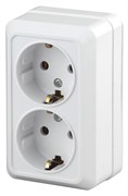Intro Розетка Quadro 2-204-01 с заземлением двойная 2х2P+E Schuko, 16А-250В, IP20, ОУ, белый Б0053800