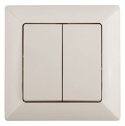 Intro Переключатель Solo 4-107-02 двухклавишный 10А-250В, IP20, СУ, слоновая кость Б0053610