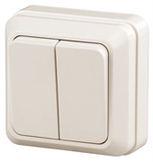 Intro Выключатель Quadro 2-104-02 двухклавишный 10А-250В, IP20, ОУ, слоновая кость Б0053759
