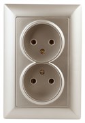 Intro Розетка Solo 4-204-04 без заземления 2х2P, 16А-250В, IP20, СУ, шампань Б0053669