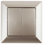 Intro Переключатель Solo 4-107-04 двухклавишный, 10А-250В, IP20, СУ, шампань Б0053612