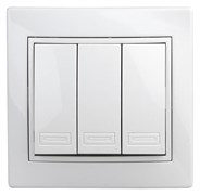 Intro Выключатель Plano 1-106-01 тройной, 10А-250В, IP20, СУ, Plano, белый Б0053788