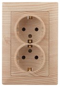 Intro Розетка Solo 4-205-11 с заземлением двойная 2X2P+E Schuko, 16А-250В, IP20, СУ, сосна Б0053680