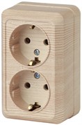 Intro Розетка Quadro 2-204-11 с заземлением двойная 2х2P+E Schuko, 16А-250В, IP20, ОУ, сосна Б0053807
